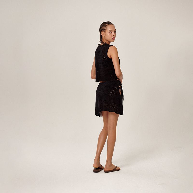 Tiki Knitted Wrap Skirt Black