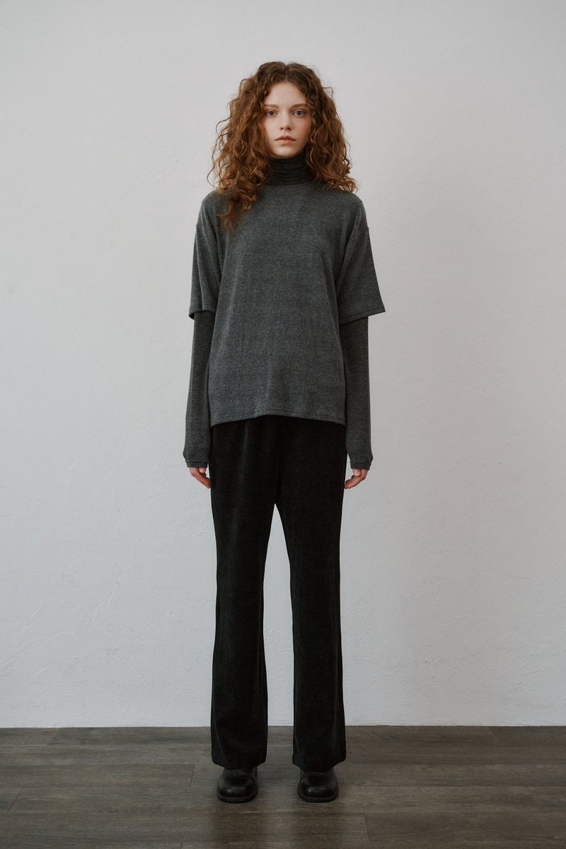 PLAT DU JOUR(プラドゥジュール)の「Corduroy boots cut pants (Black)(Pants)」