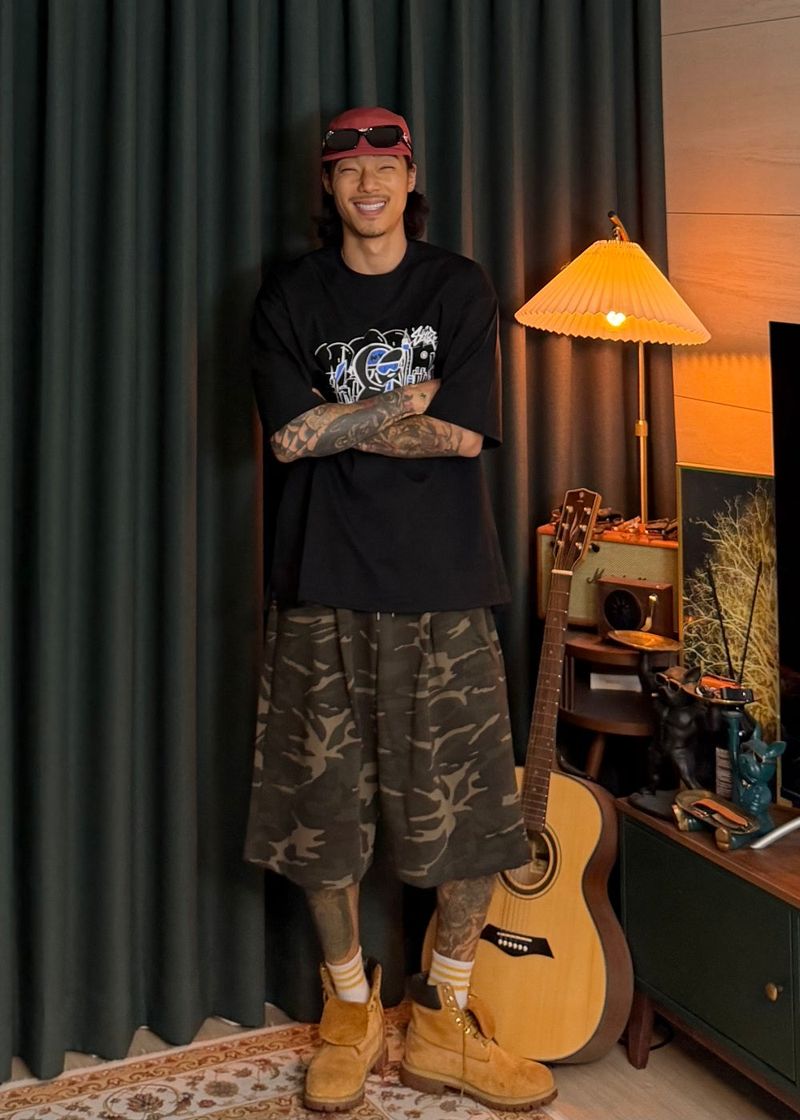 6 One-Tuck Camo Shorts
