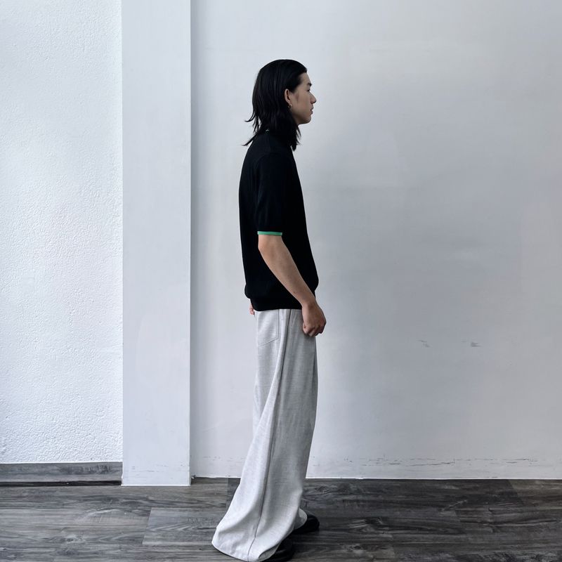 Mist Grey Asymmetric Pleat Trousers
