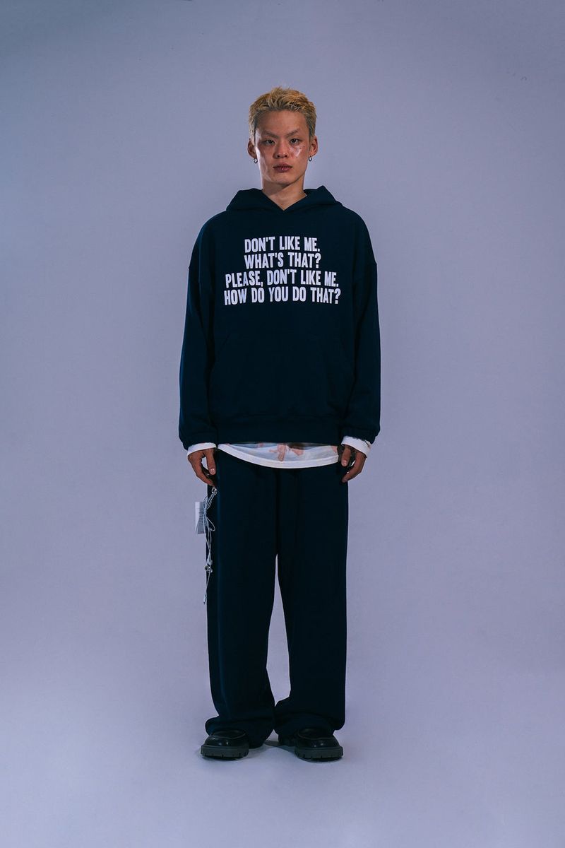 LETTERING HOODIE - NAVY