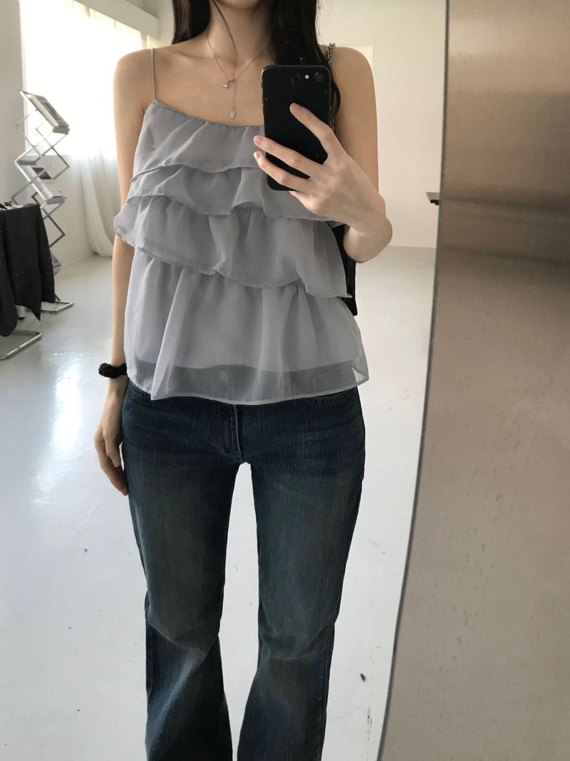 See-through frill bustier (2 colors)