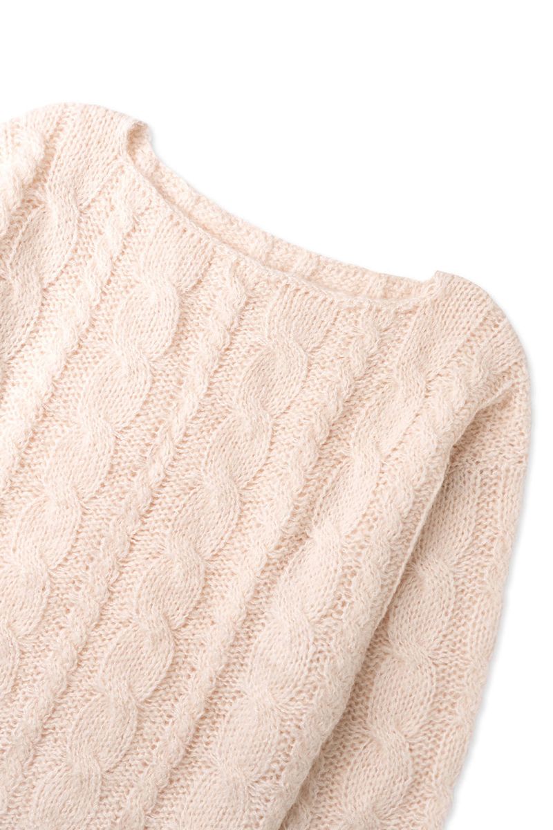 Cinnamon cable knit_baby pink