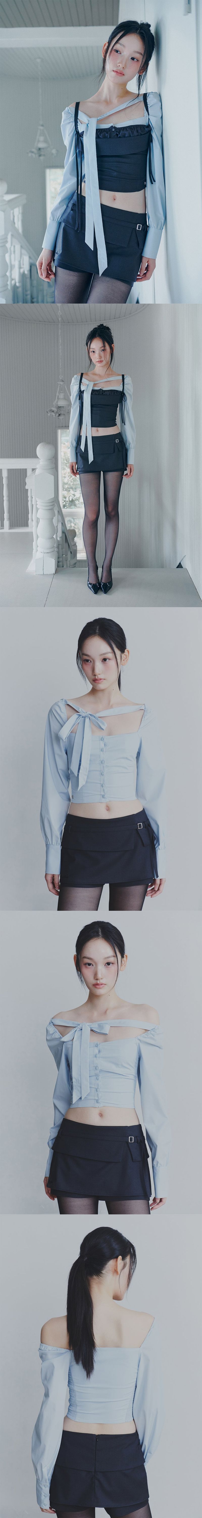 BIANCA SQUARE NECK BLOUSE blue