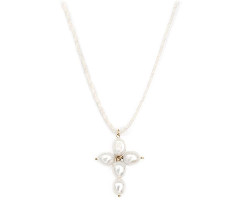 クロスパールネックレス(White)