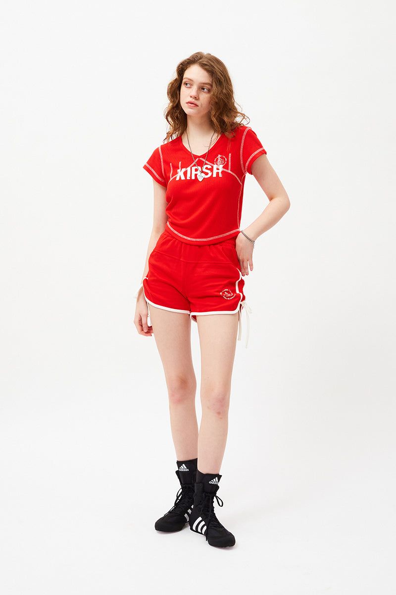DOODLE CHERRY DOLPHIN PANTS [RED]
