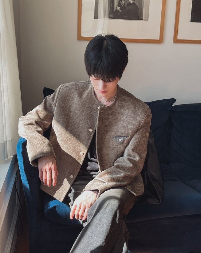 Ekkeullo Collar Less Tweed Blazer