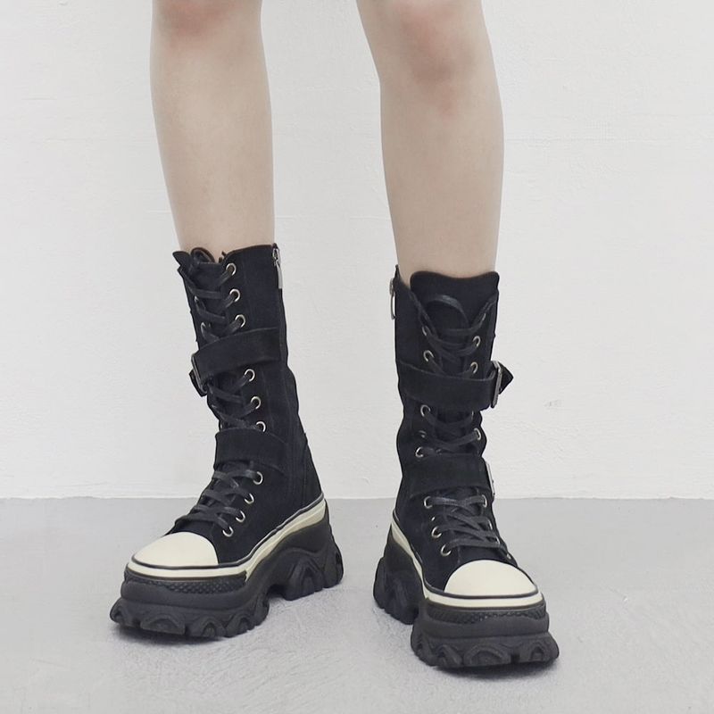 Sola Buckle Suede Middle Boots