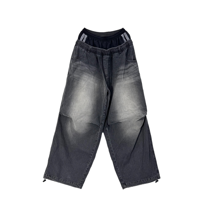 double waist denim pants