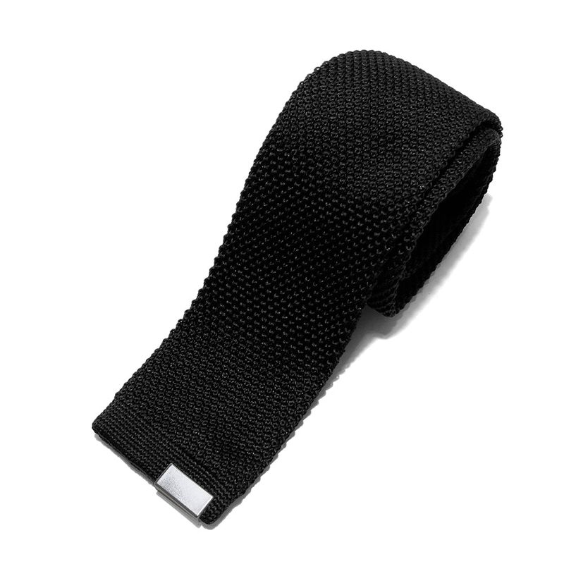 signature square tip knit tie black