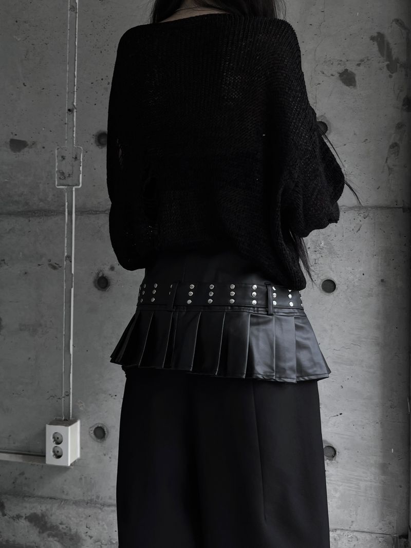 chic layered pleated leather skirt