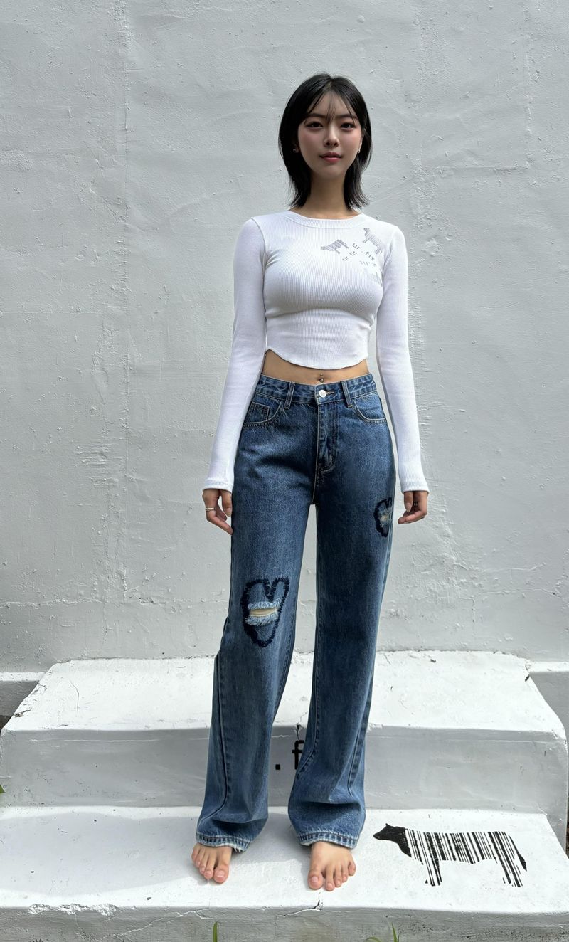 VINTAGE EMBROIDERED DENIM PANTS code 17911