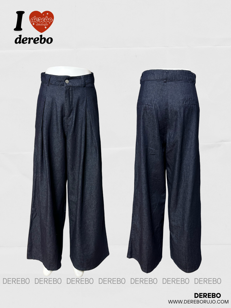 Dark blue denim vest pants two-piece