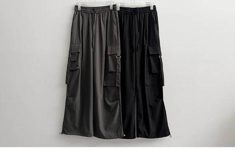 Send-banding two-pocket cargo wide pants
