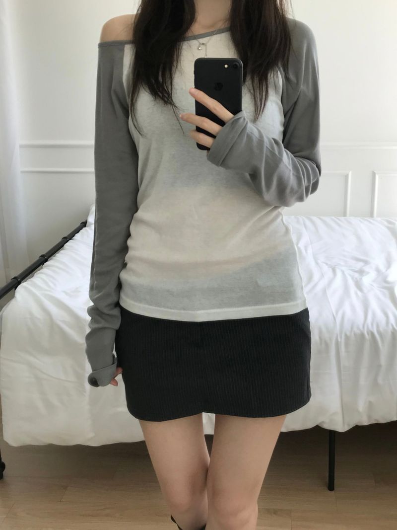 Raglan off-shoulder T-shirt (3 colors)