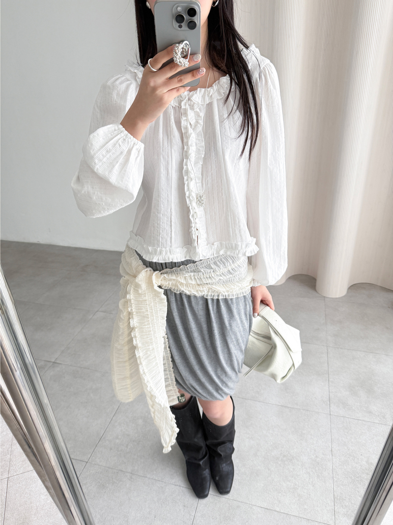 crinkled veil scarf (2color)