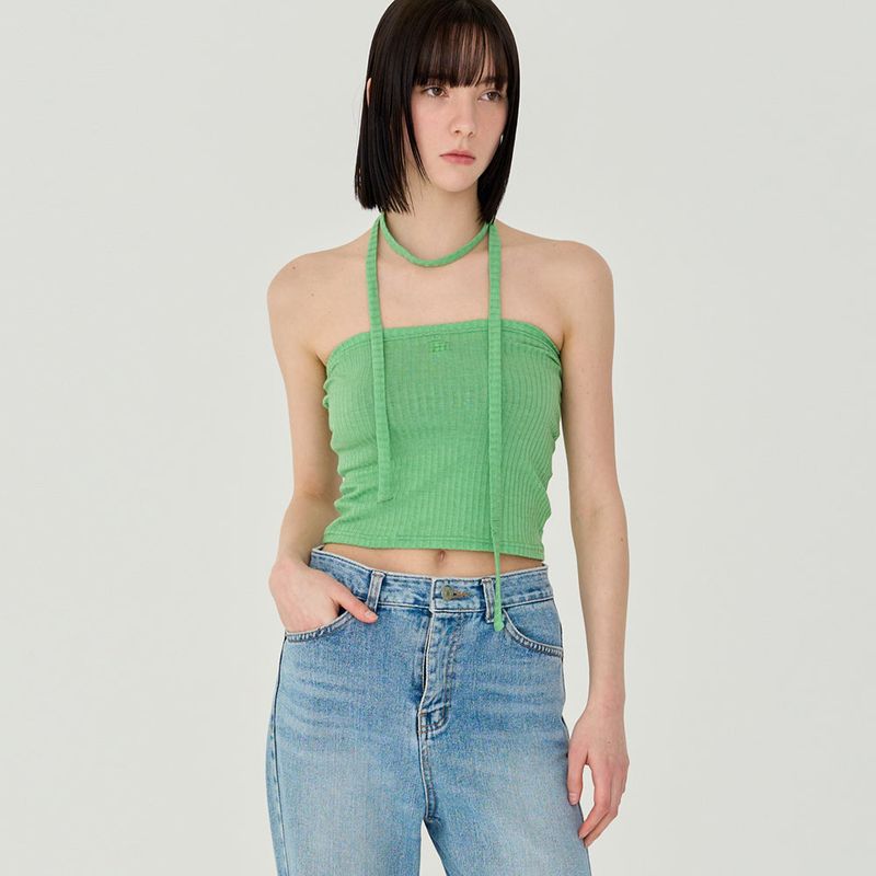 LOGO STRIPE STRAP TUBE TOP (GREEN)