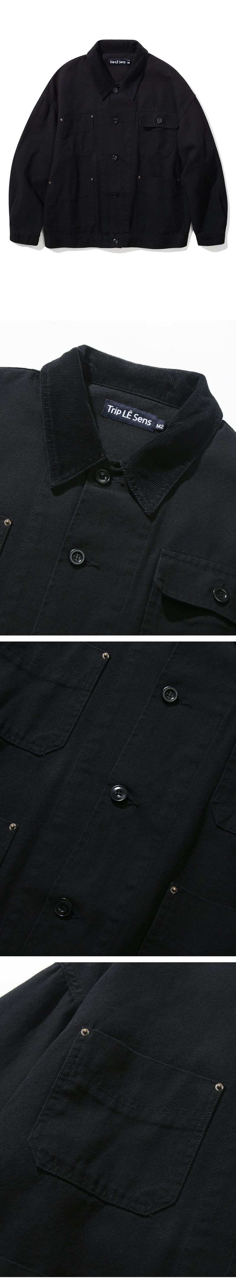 CANVAS COTTON WORK JACKET_BLACK