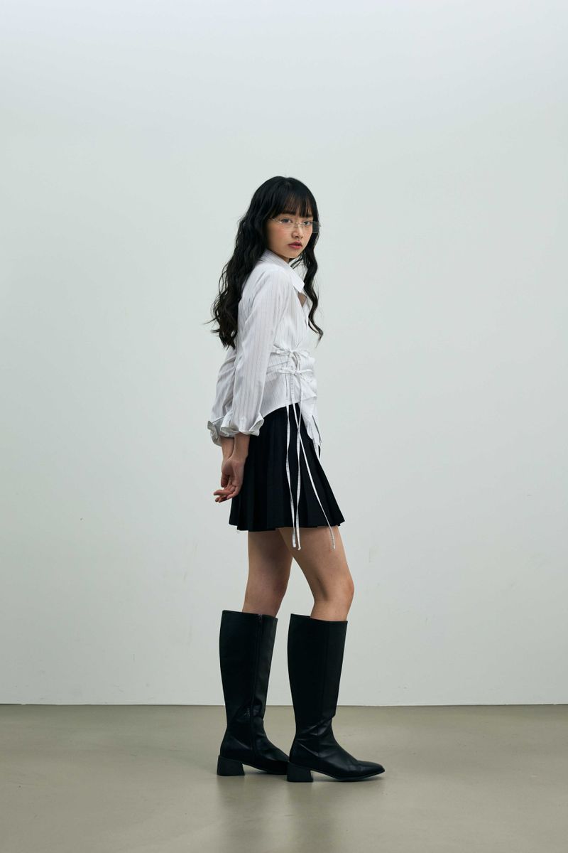 EVE STRIPE WRAP SHIRT / WHITE