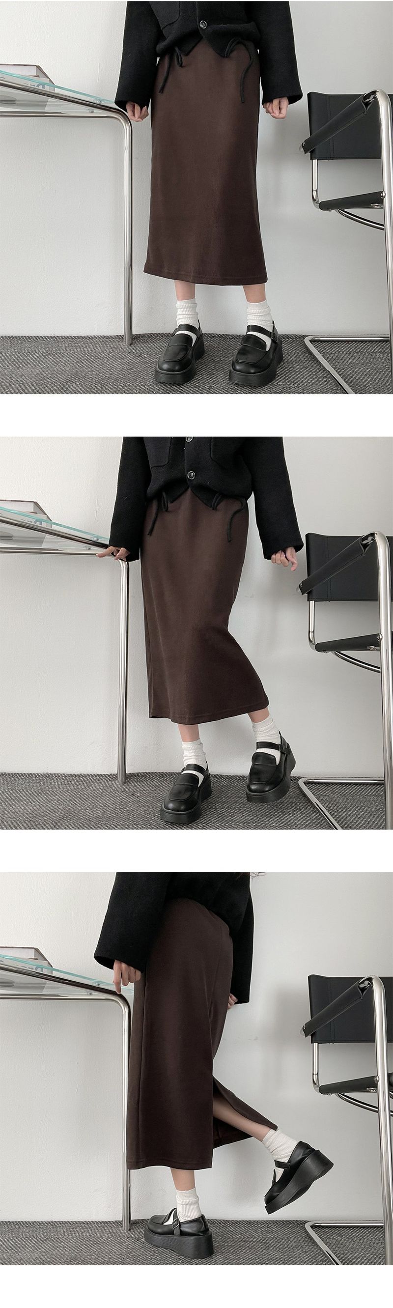 Canine Back Open V-neck Knit Skirt