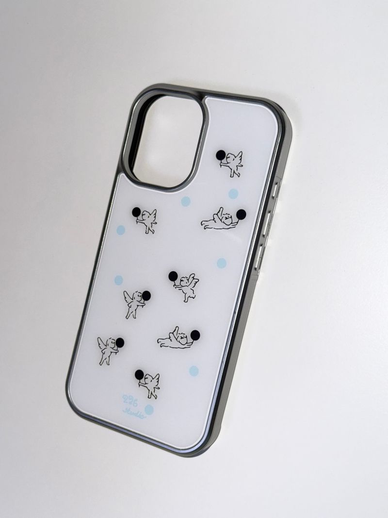 angel candy silver glass bumper phone case (white)