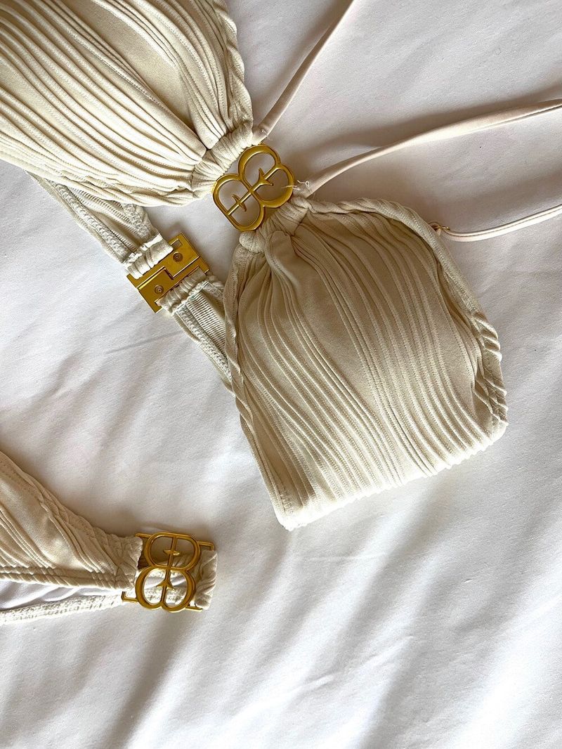  Burning logo bikini cover set (cream)