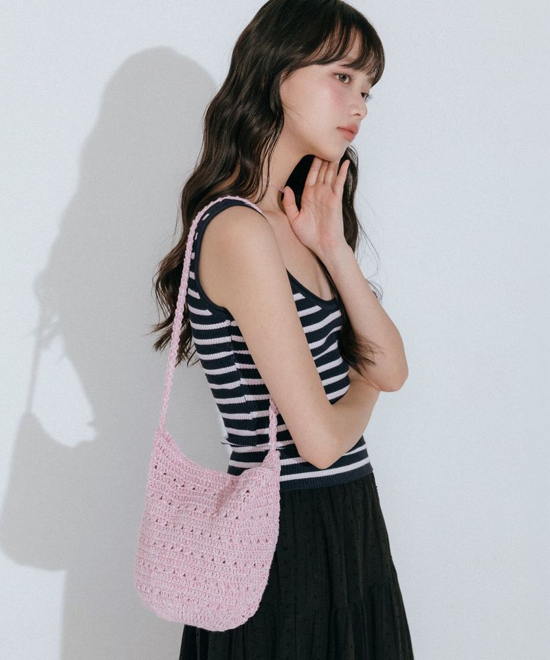mellotory（メロートリー）の「ROUND CROCHET KNIT BAG (PINK)（Bags）」