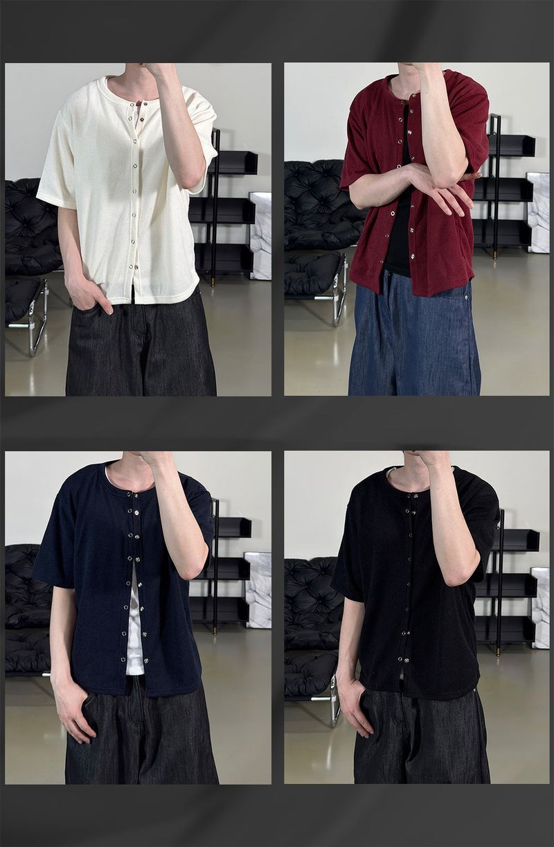 Ruric Rib Snap Half Sleeve Cardigan
