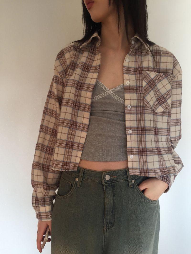 Check crop shirt (2 colors)