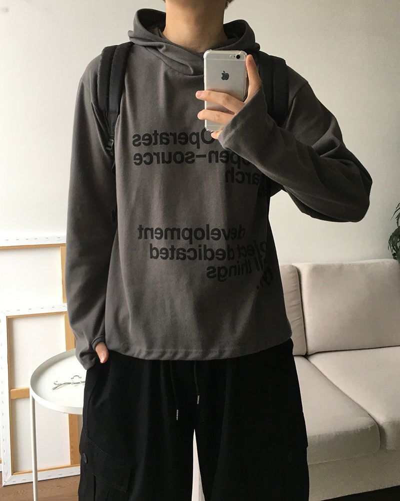 オープンレタリングフードロングスリーブ