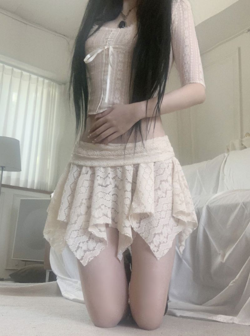 suzen（スゼン）の「マロン レース アンバル スカート (ivory)（スカート）」