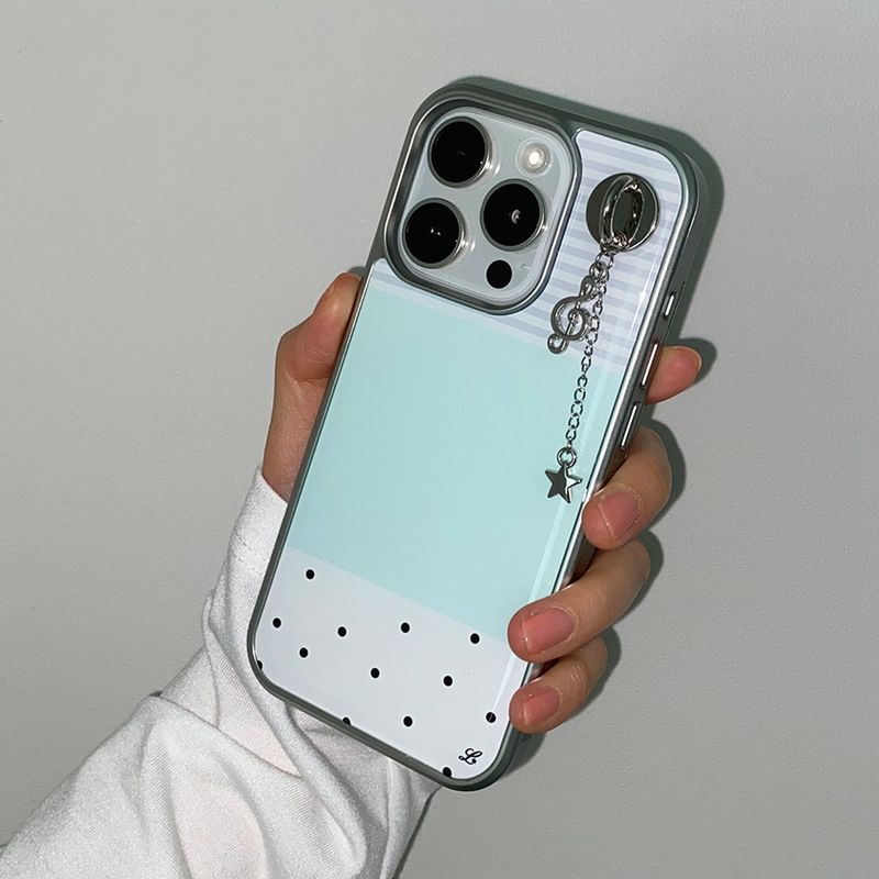 [MADE] [+MagSafe] DOTTY STRIPE PHONE CASE MINT (glass silver bumper)