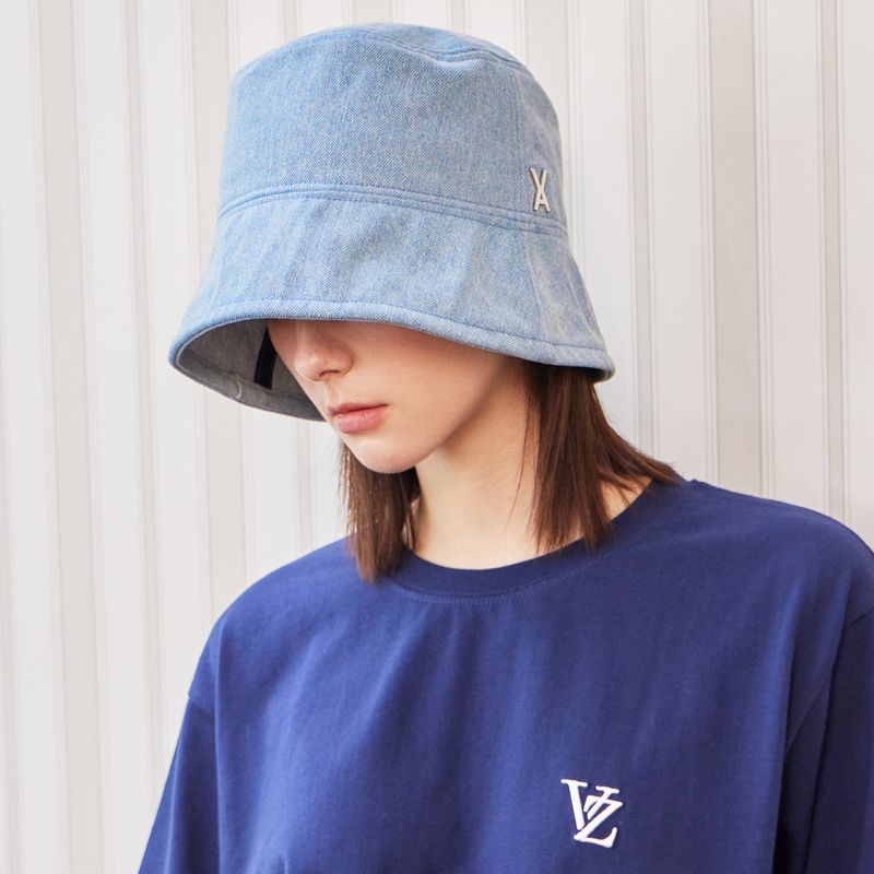 VA Stud Non Washing Denim Drop Bucket Hat / Light indigo