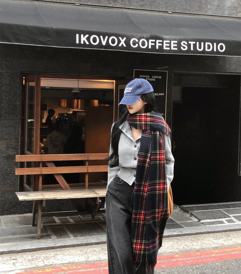 [BELLIDE MADE] semi-high-neck knit cardigan