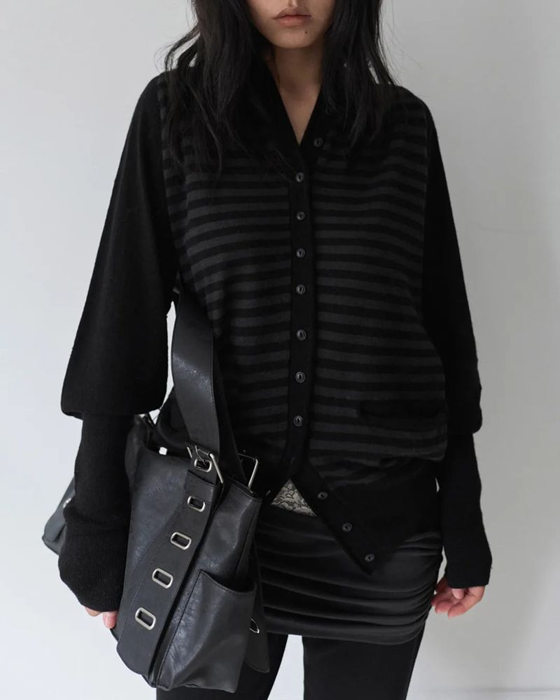 26SS★ STRIPE HALTER WOOL KNIT CARDIGAN