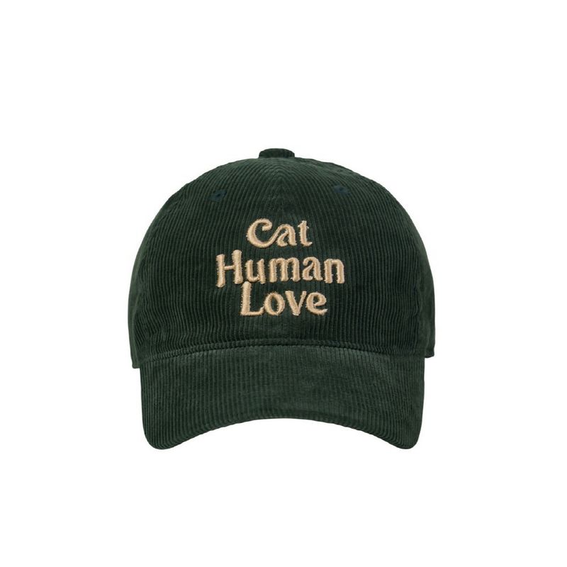 CAT HUMAN LOVE CORDUROY BALL CAP_DEEP GREEN