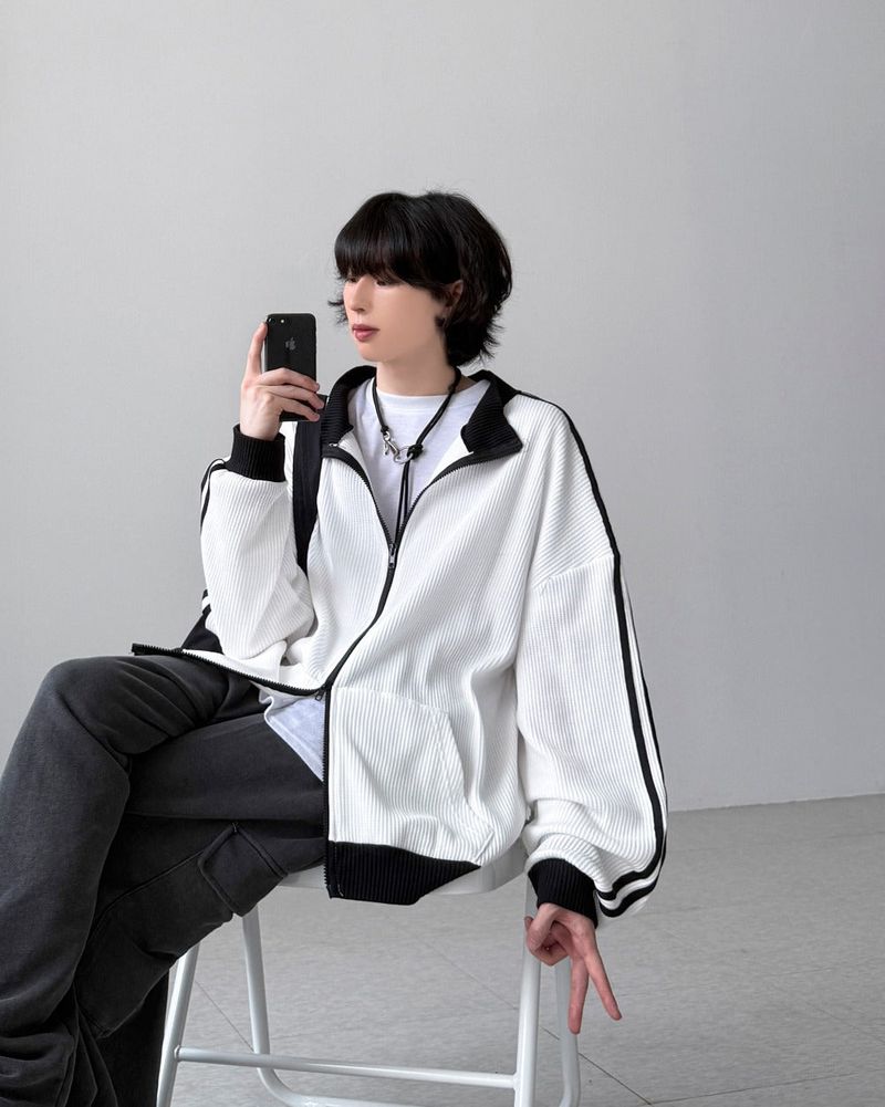Keria Waffle Track Zip-up