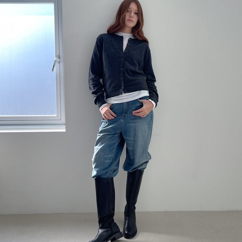Rolling Knit Cardigan _Deep Charcoal