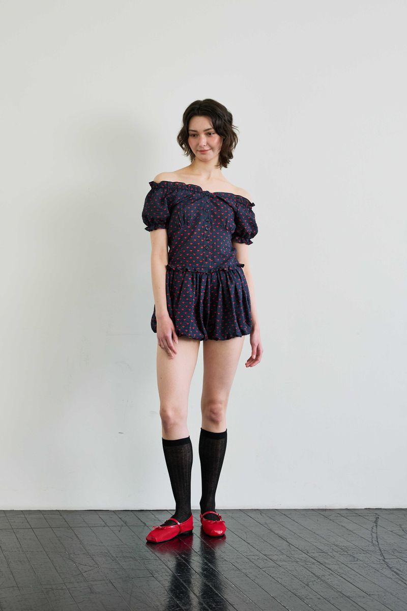 MINI HEART TWO WAY BLOUSE / NAVY