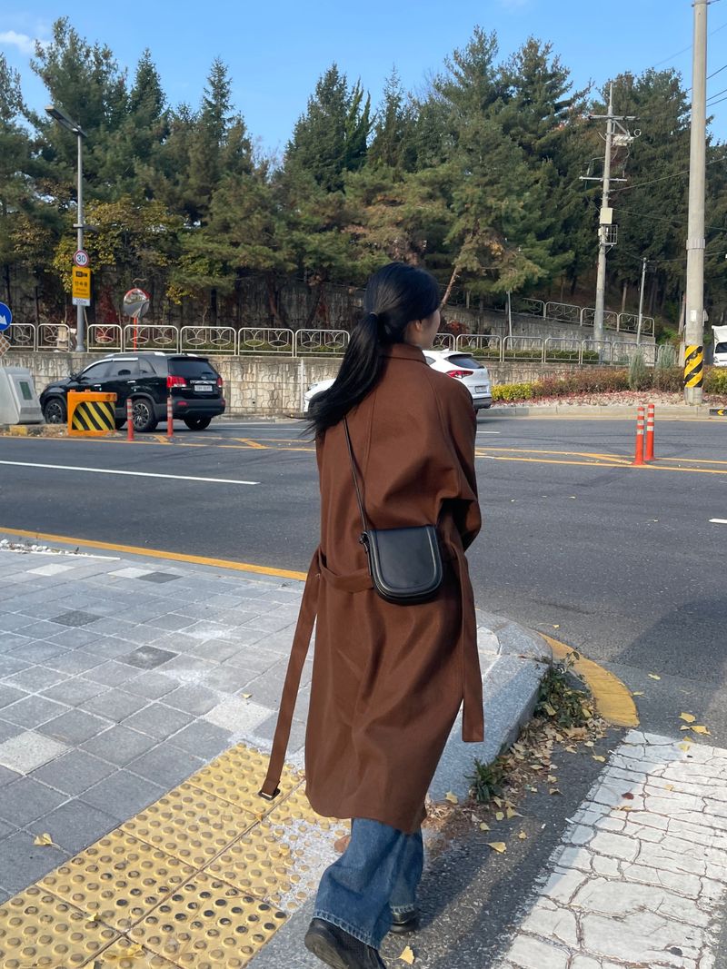 Neroli wool belted long coat