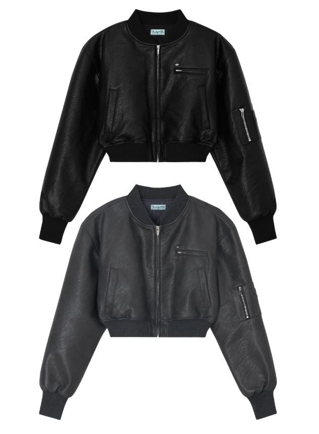 PALEJADE（ペールジェイド）の「Crop Leather Bomber Jumper（Jackets/Outerwear）」