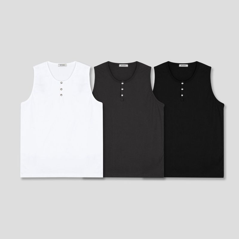 カリンボタンヘンリネックスリーブレス (3 color)
