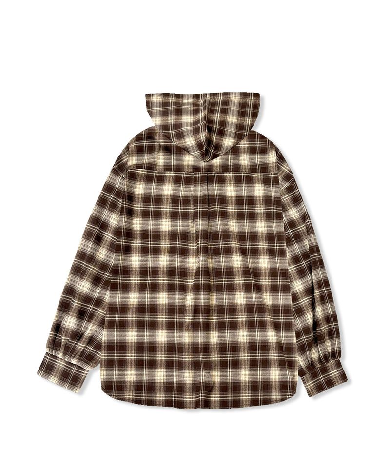 UNISEX チェックフーディシャツ