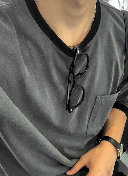 Aaron Cropped Pigment Rivet Ringer Long Sleeve