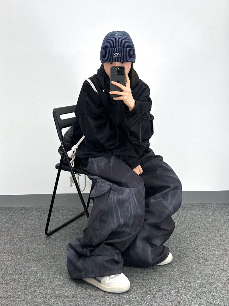オイルブラックカーゴバルーンパンツ