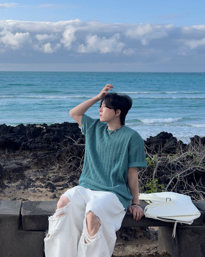JIIGEUM(ジグム)の「Weave Boucle Lace Round Knit(Tops)」