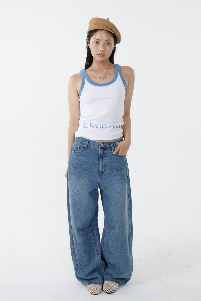 DEEP NECK SLEEVELESS TOP_SKY BLUE-WHITE