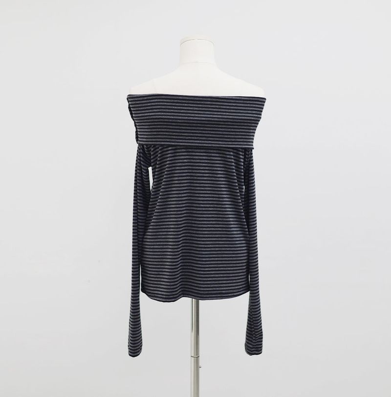Chive Stripe Off-Shoulder T-Shirt