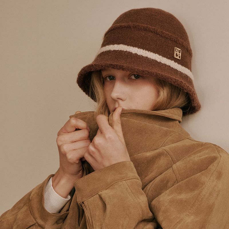 Line Layered Bucket Hat (Brown)