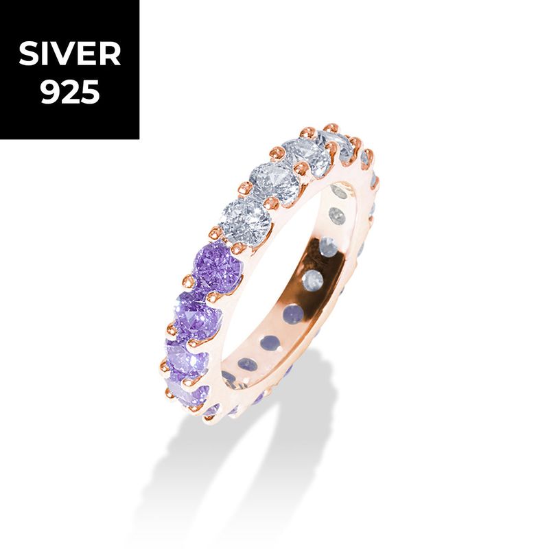[S925] Violet Half Tennis Rilng (rosegold)